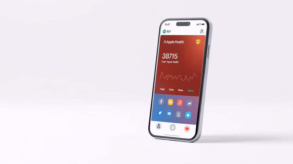 Illustration einer digitalen Gesundheitsberatung mit ChatGPT und Apple Health-Daten.