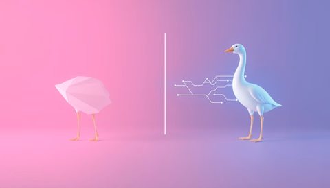Ein Visualisierungskonzept, das die Technologie und die Vorteile von Claude Code und Goose gegenüberstellt.