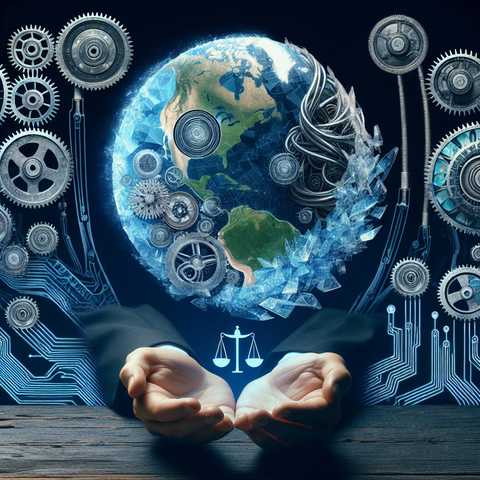 Grafische Darstellung der Themen ICE-Expansion und ethische Technologiefragen.