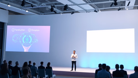 Ein Redner spricht über künstliche Intelligenz auf einer Konferenz