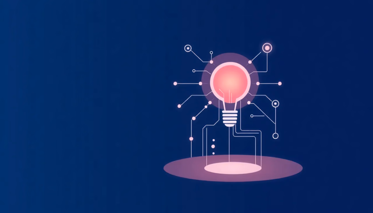 Minimalistische technische Illustration interaktiver Künstlicher Intelligenz