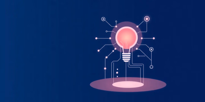Minimalistische technische Illustration interaktiver Künstlicher Intelligenz