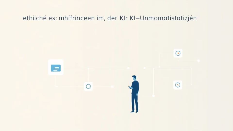Minimalistische technische Illustration zu ethischen Herausforderungen in der KI-Automatisierung