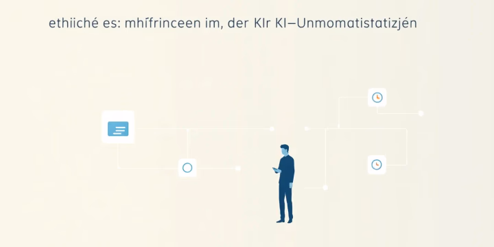 Minimalistische technische Illustration zu ethischen Herausforderungen in der KI-Automatisierung