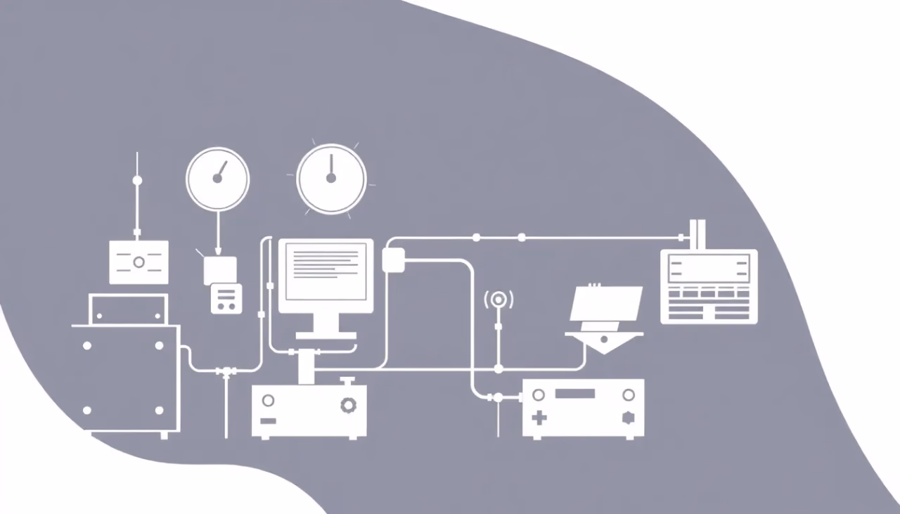 Technische Illustration von automatisierten Arbeitsabläufen mit KI