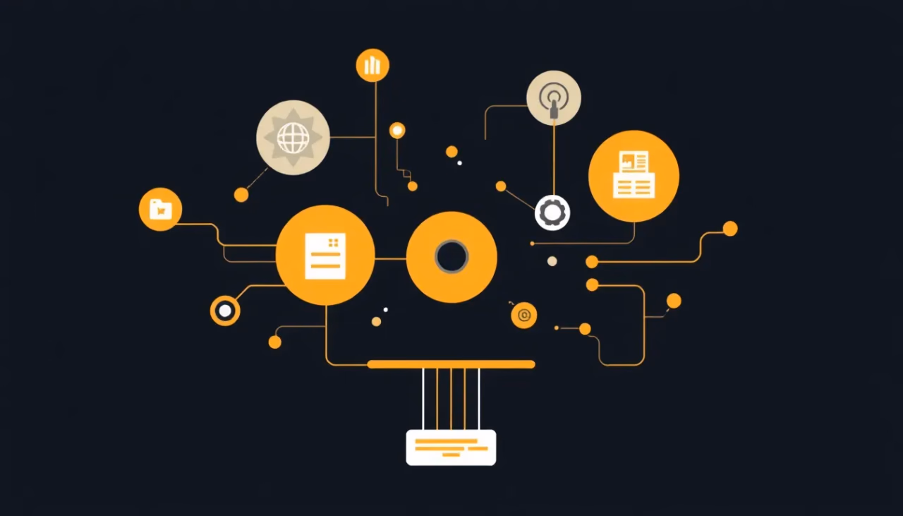Illustration zur intelligenten Datenaggregation, abstrakt und modern