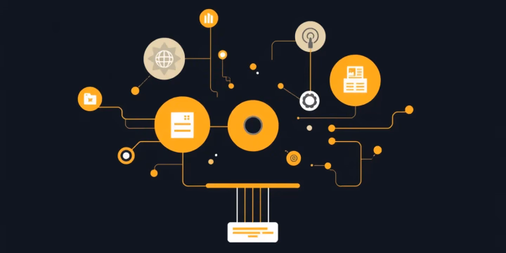 Illustration zur intelligenten Datenaggregation, abstrakt und modern