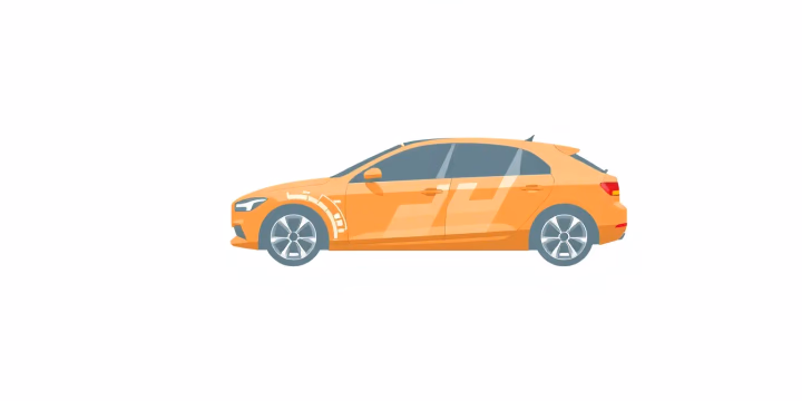Technische Illustration von adaptiven Fahrzeugtechnologien