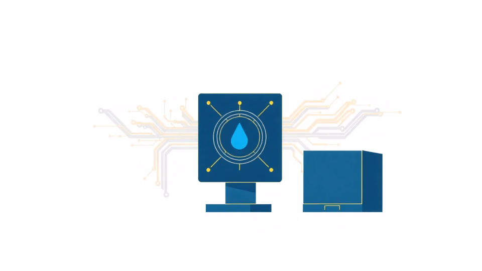 Illustration von Quantencomputing und KI, modern und minimalistisch