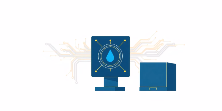 Illustration von Quantencomputing und KI, modern und minimalistisch