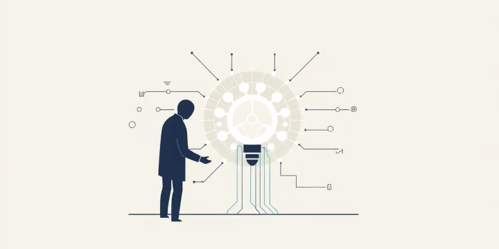 Minimalistische technische Illustration zur Ethik von KI in der Automatisierung