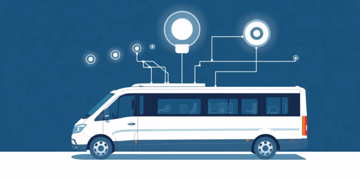 Technische Illustration von intelligenten Transportsystemen mit KI