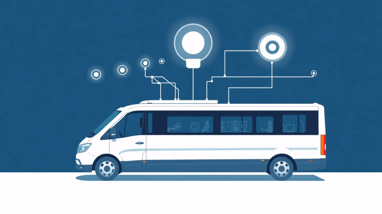 Technische Illustration von intelligenten Transportsystemen mit KI
