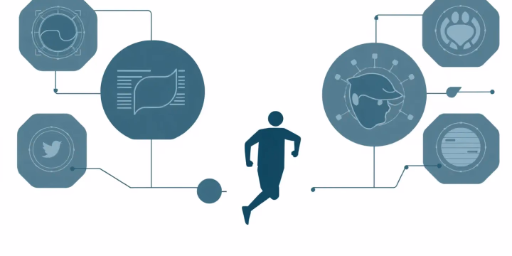 Abstrakte Illustration von Künstlicher Intelligenz im Sportmanagement