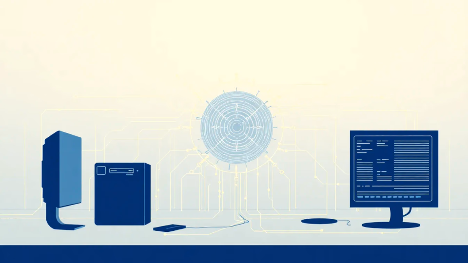 Technische Illustration von intelligenter Datenverarbeitung