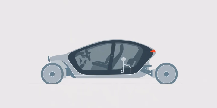 Technische Illustration eines autonomen Fahrzeugsystems