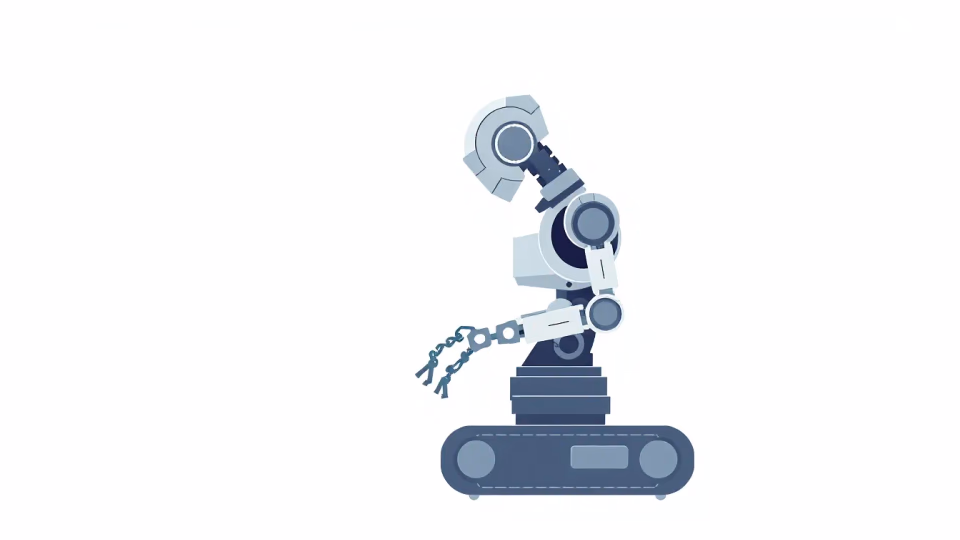 Technische Illustration von adaptiver Robotik in der Fertigung