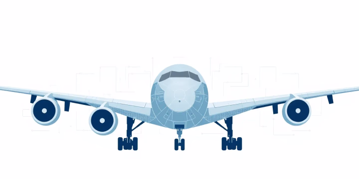 Technische Darstellung von Künstlicher Intelligenz in der Luftfahrttechnik.