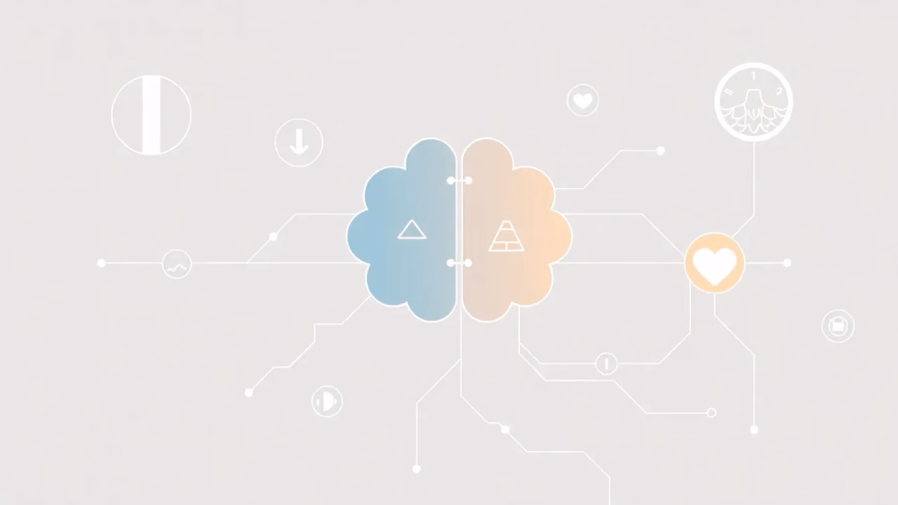 Minimalistische technische Illustration zum Thema Künstliche Intelligenz im Gesundheitswesen