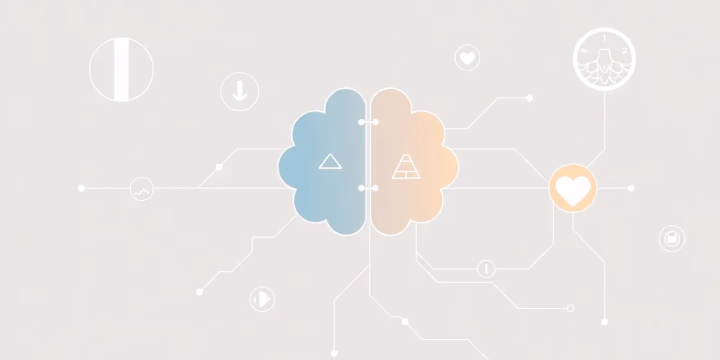 Minimalistische technische Illustration zum Thema Künstliche Intelligenz im Gesundheitswesen