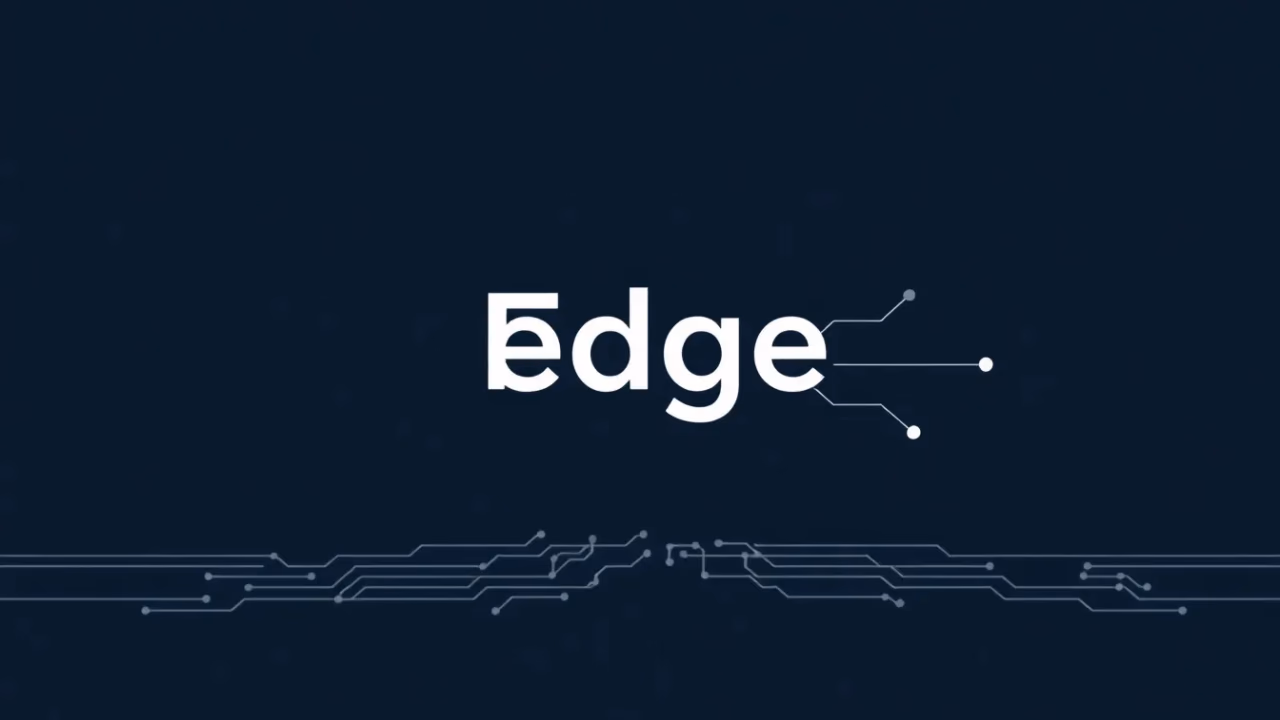 Technische Darstellung von Edge AI mit Netzwerk und Datenflüssen