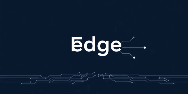 Technische Darstellung von Edge AI mit Netzwerk und Datenflüssen