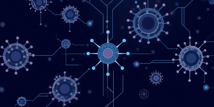 Technische Darstellung von AI-gestützter Krebstherapie