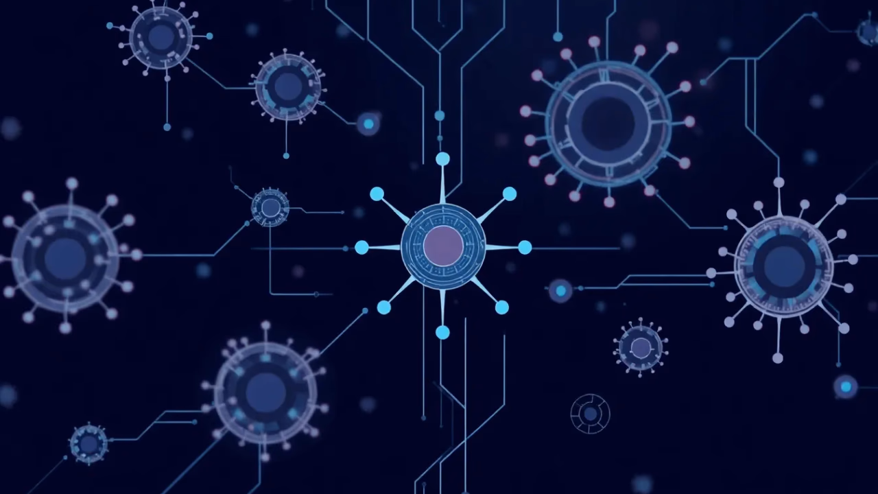 Technische Darstellung von AI-gestützter Krebstherapie