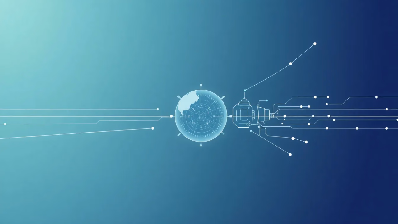 Technische Illustration zur künstlichen Intelligenz in der Raumfahrt