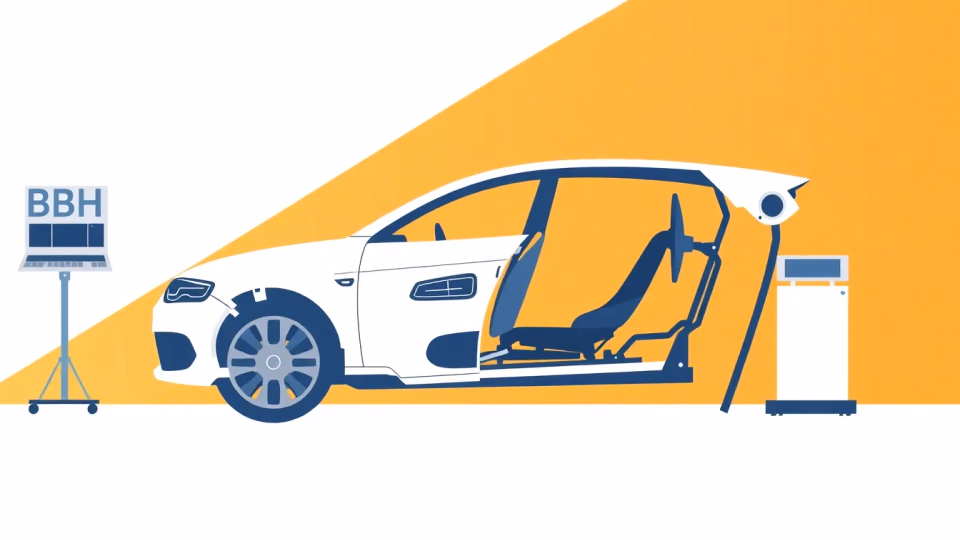 Technische Illustration zur Ethik in der Automobilindustrie