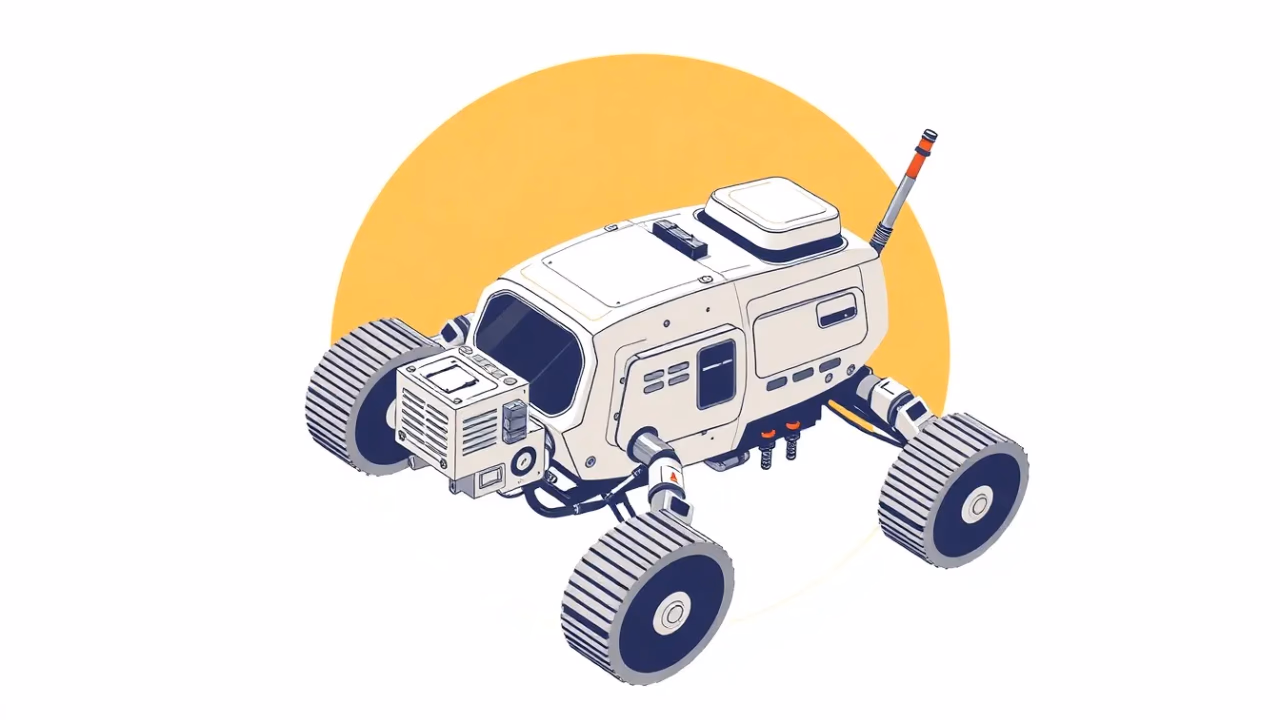 Technische Illustration eines autonomen Besatzungssystems in der Raumfahrt