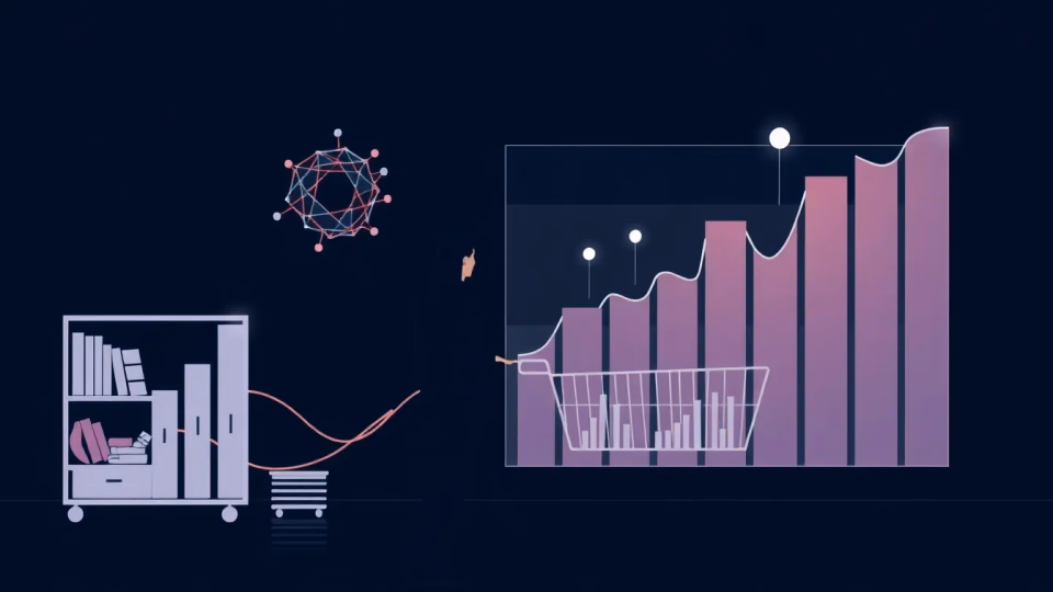 Illustration von KI und Retail-Analyse Prozessen