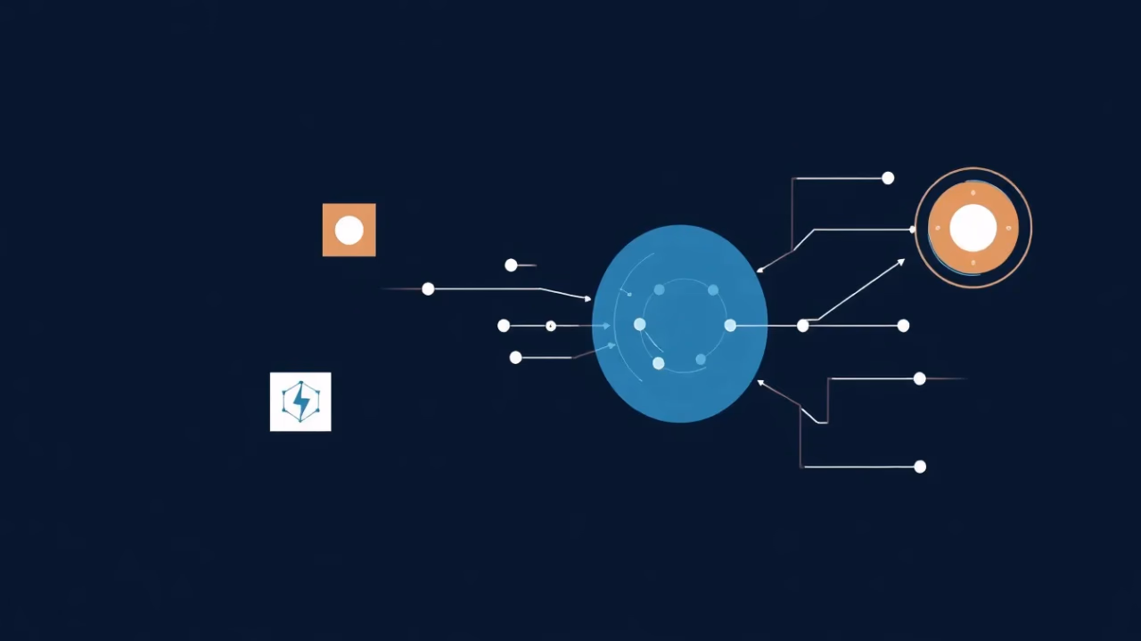 Minimalistische technische Illustration von erklärbarer künstlicher Intelligenz in Entscheidungsprozessen