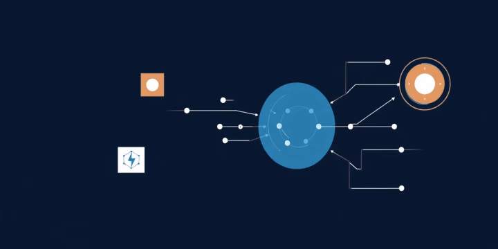 Minimalistische technische Illustration von erklärbarer künstlicher Intelligenz in Entscheidungsprozessen