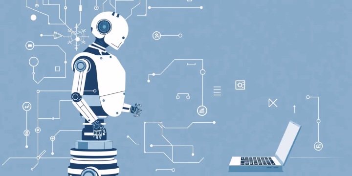 Technologische Illustration von Robotik und Ethik