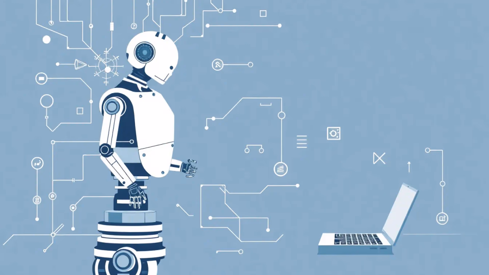 Technologische Illustration von Robotik und Ethik