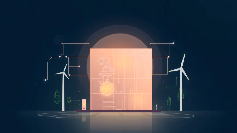 Technische Illustration zur AI-gesteuerten Energieoptimierung