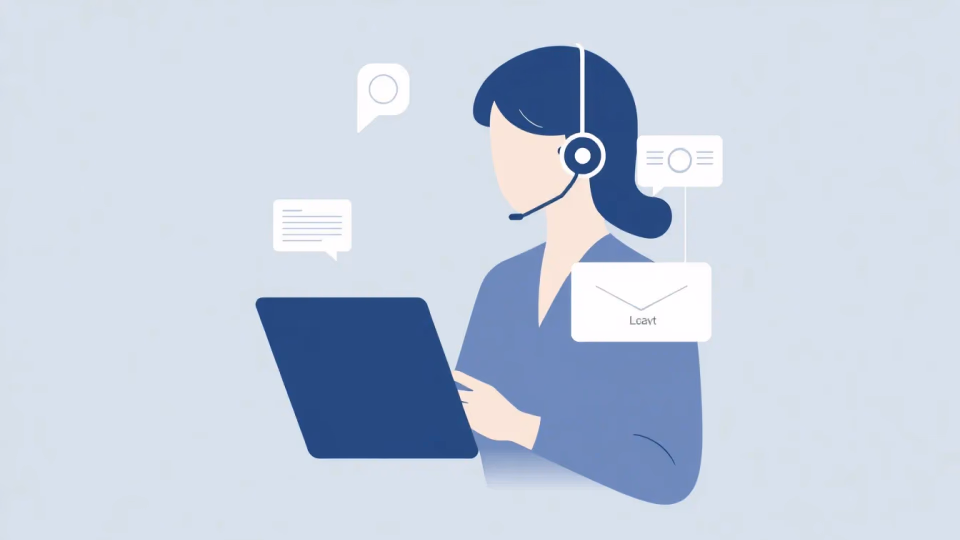 Minimalistische technische Illustration zur automatisierten Sprachverarbeitung im Kundenservice