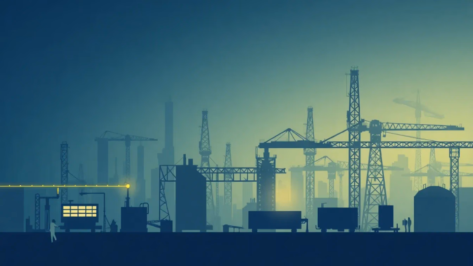 Technische Illustration digitaler Zwillinge in der Industrie