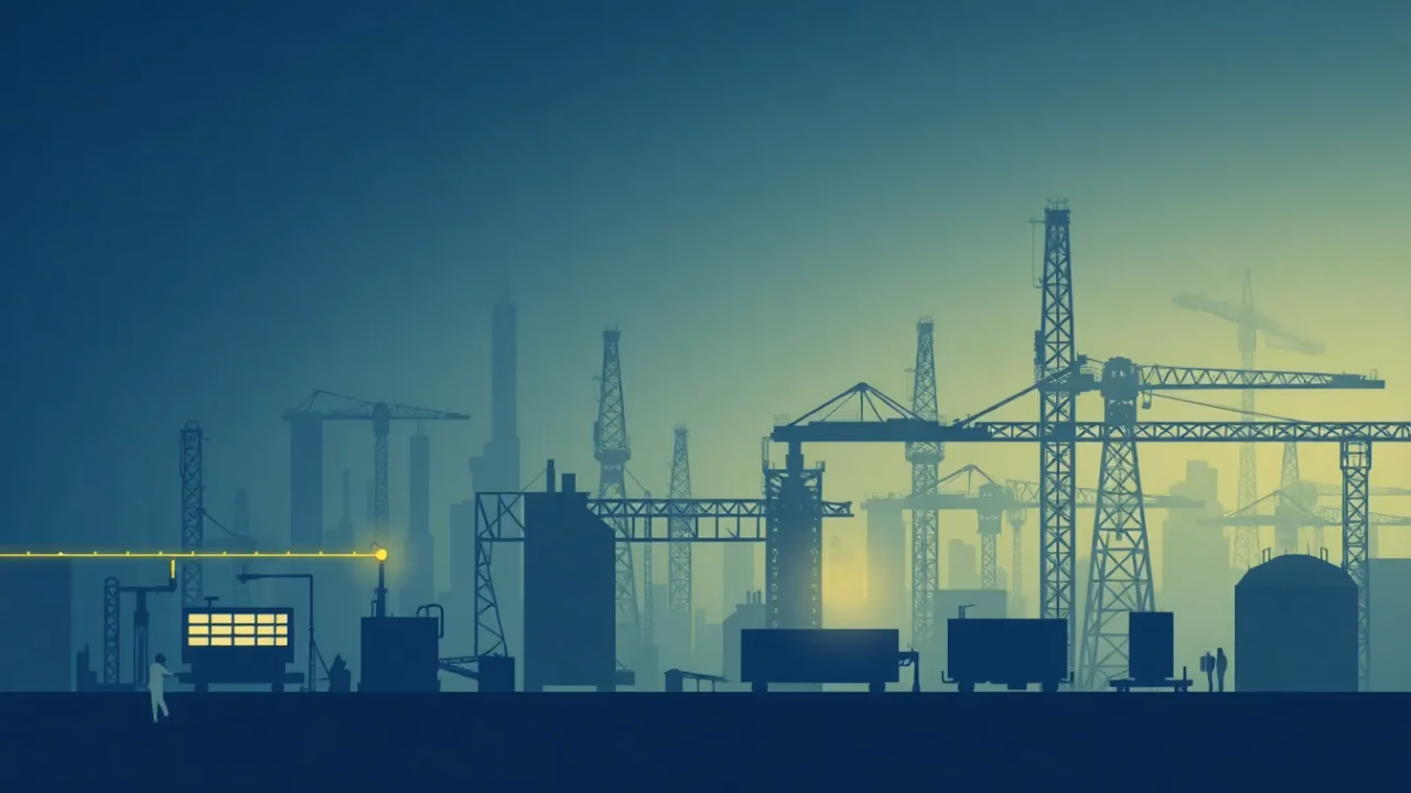Technische Illustration digitaler Zwillinge in der Industrie