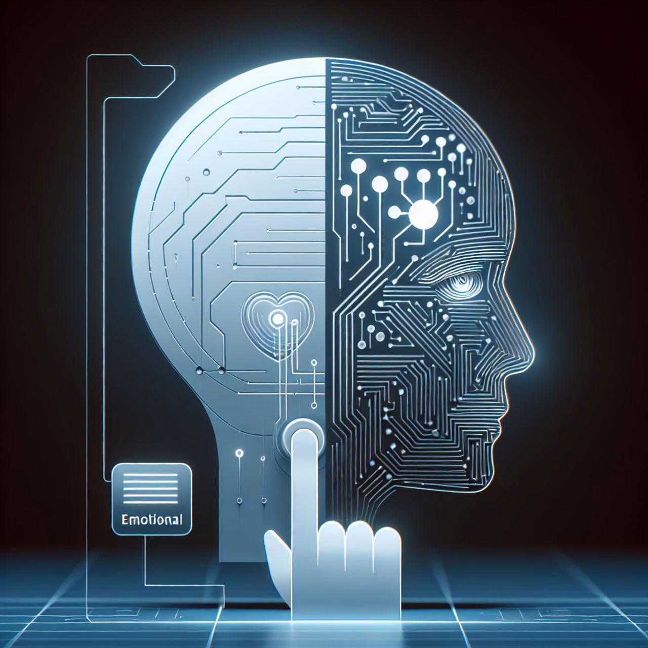 Minimalistische technische Darstellung von emotionaler künstlicher Intelligenz