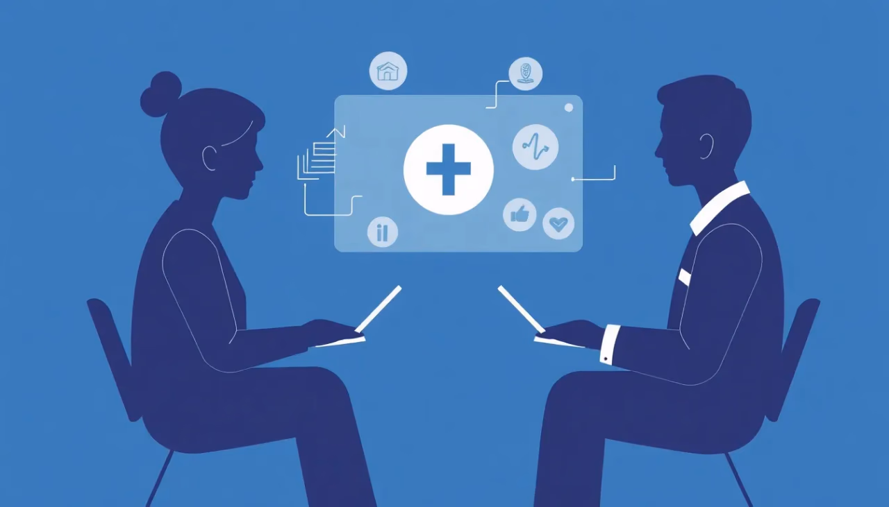 Illustration zum Konzept des Federated Learning im Gesundheitswesen