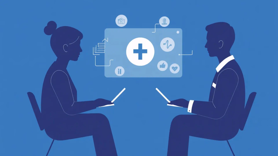Illustration zum Konzept des Federated Learning im Gesundheitswesen