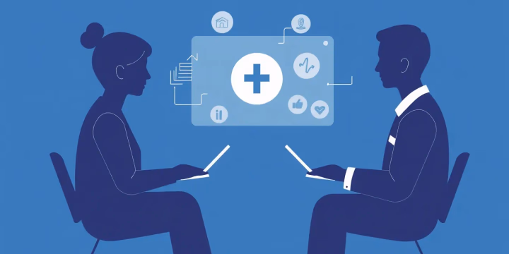 Illustration zum Konzept des Federated Learning im Gesundheitswesen