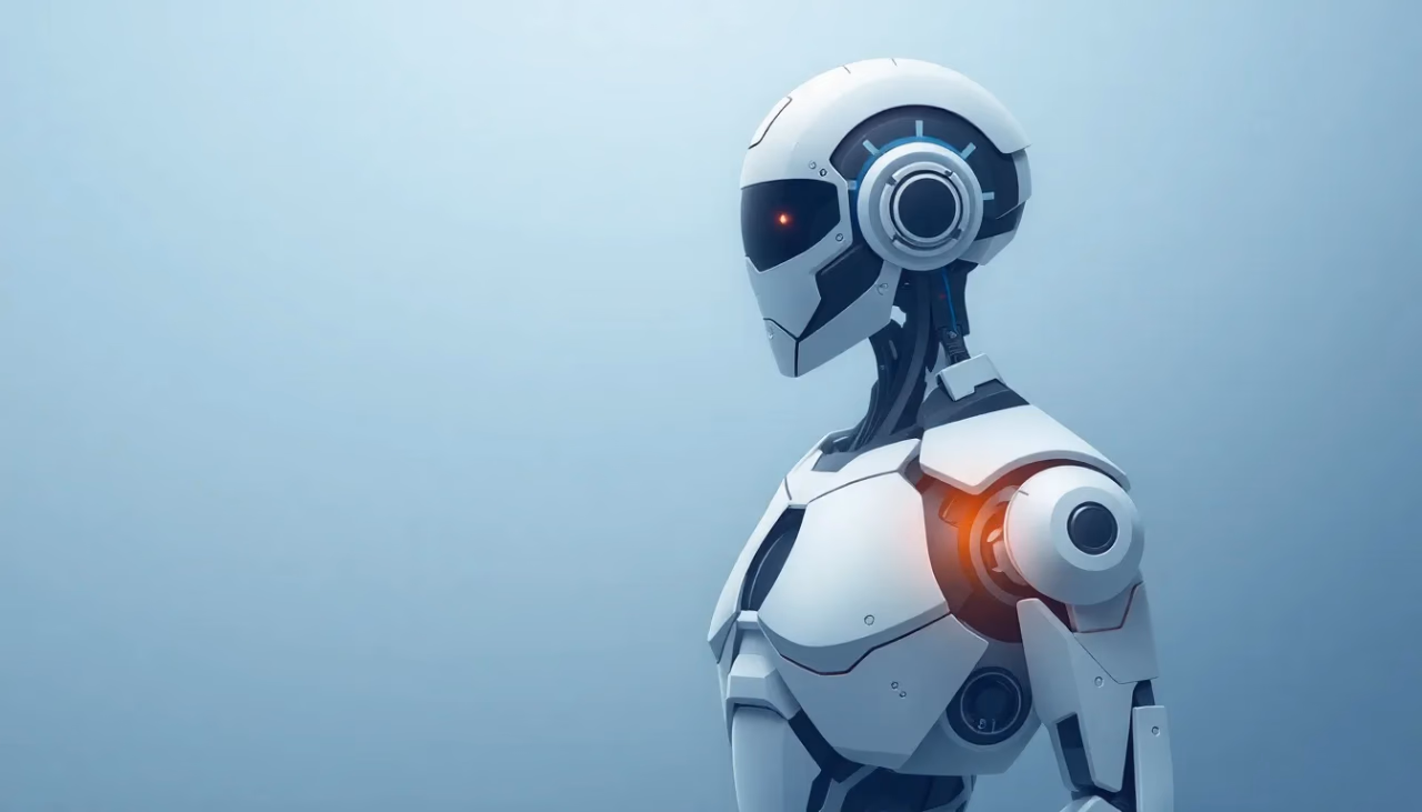 Technische Darstellung eines humanoiden Roboters in Aktion