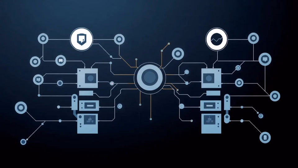 Technische Illustration von intelligenten Agentensystemen in der Robotik