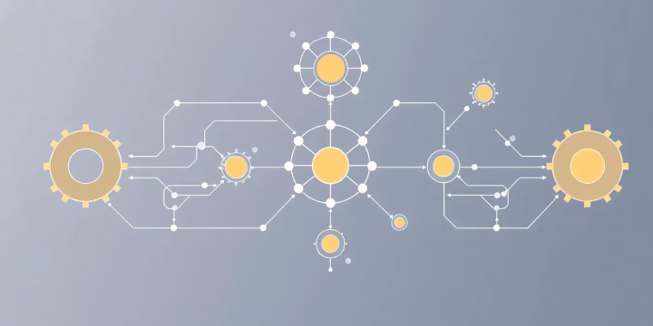 Illustration der kollaborativen Künstlichen Intelligenz mit technischen Elementen