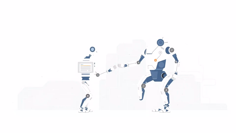 Minimalistische technische Darstellung der kollaborativen Robotik