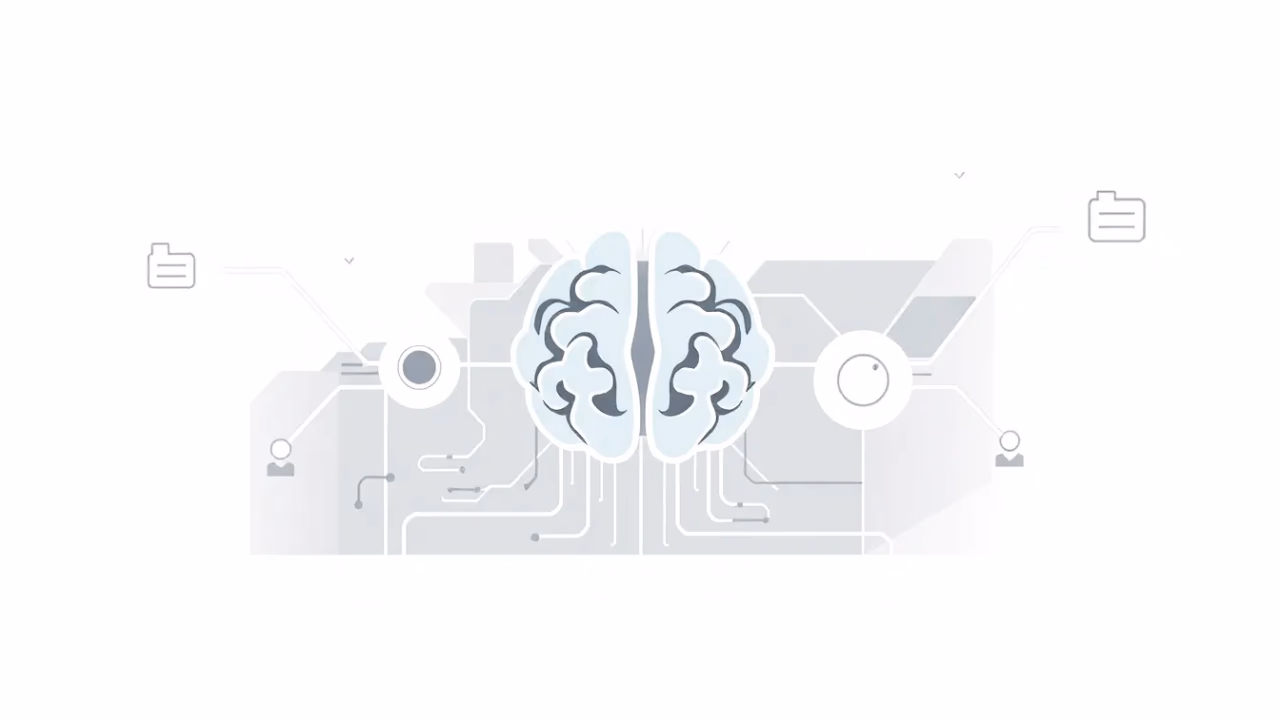 Minimalistische technische Darstellung von KI im E-Learning