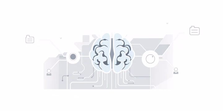 Minimalistische technische Darstellung von KI im E-Learning